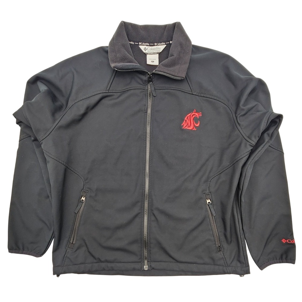 Columbia Mens‎ Washington State WSU Cougars Softshell Jacket Black XL Full Zip